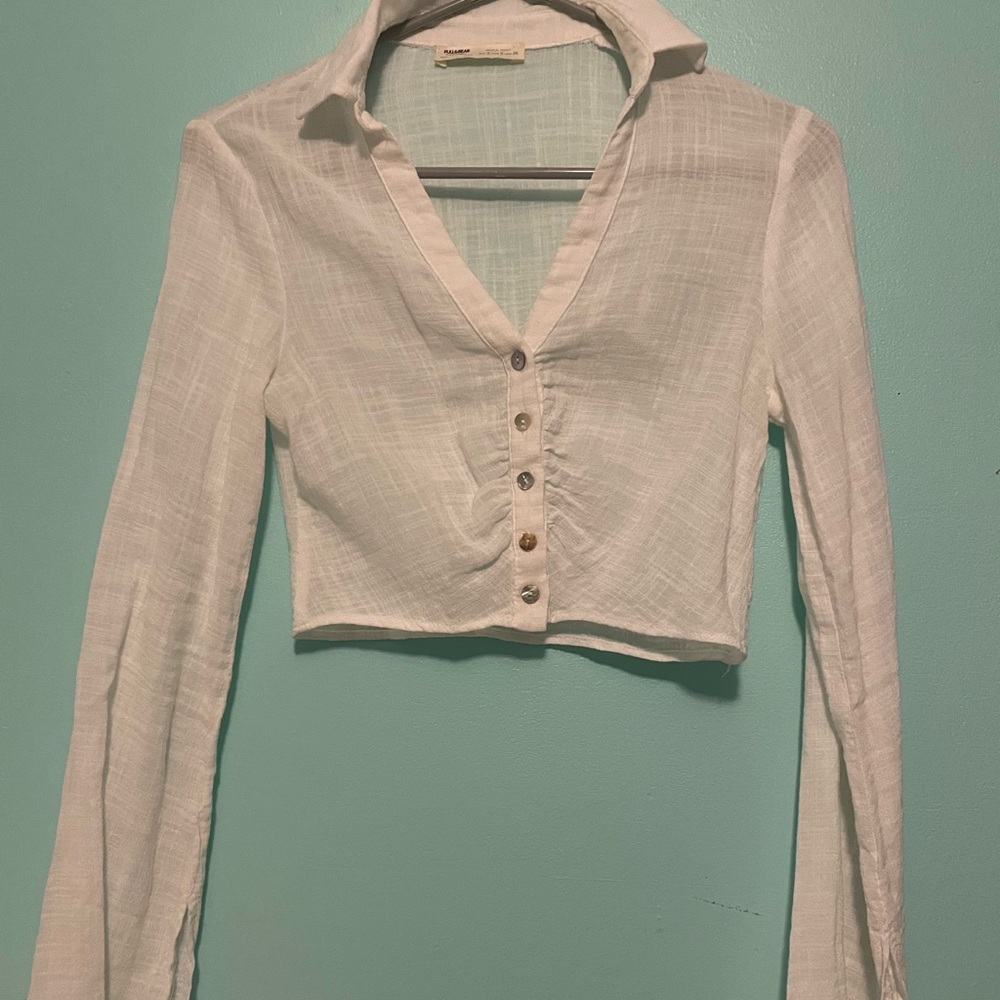 Pull and bear linen crop
